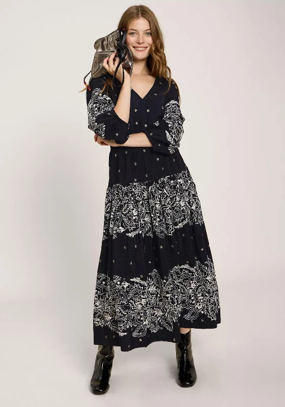 Weekend Massive Discounts White Stuff Maude Printed Embroidered Maxi Dress, Black