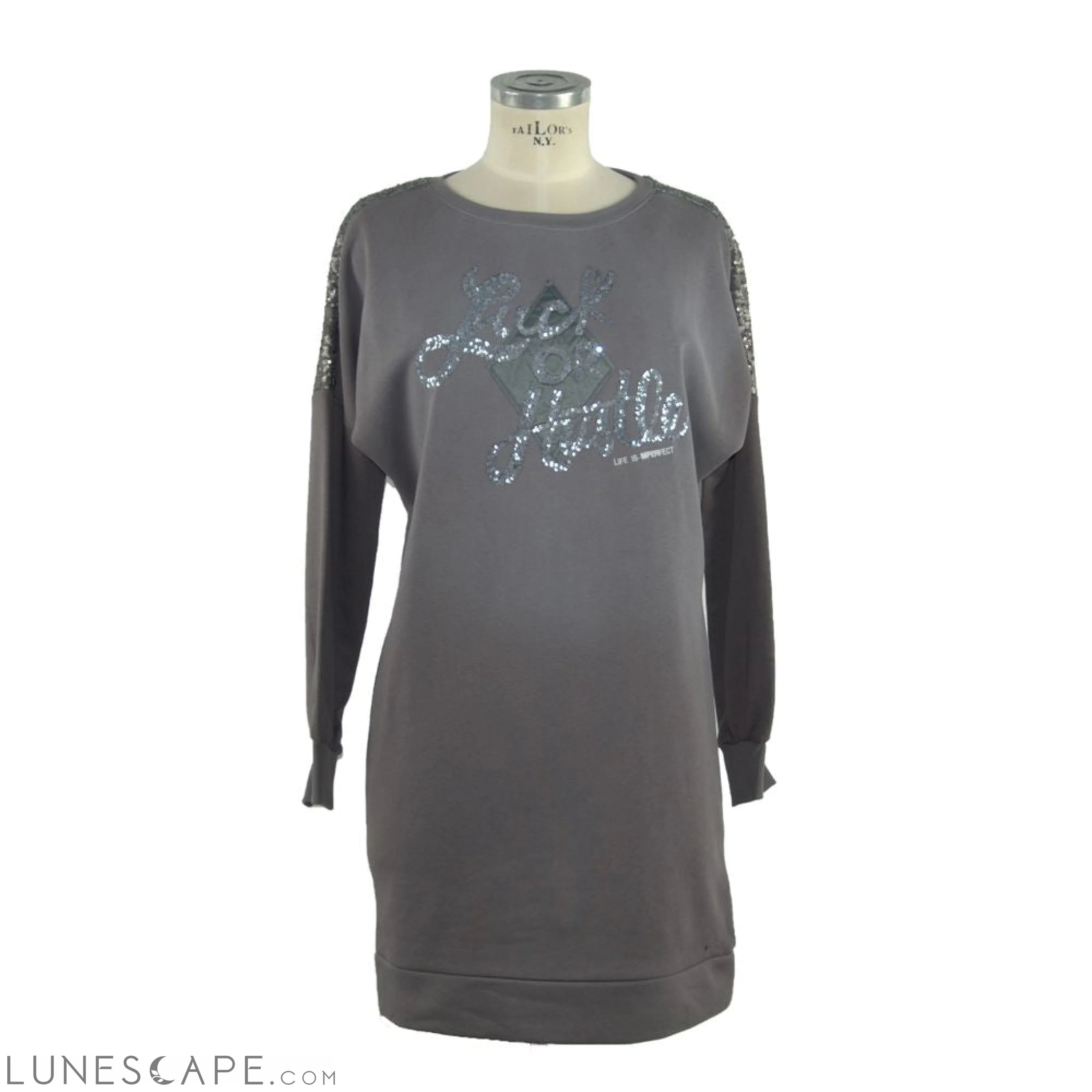 Weekend Special Offers Imperfect Gray Cotton Women Sweatshirt Dress