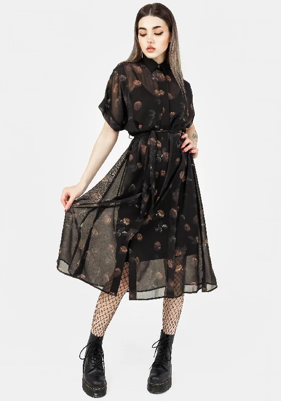 Limited Time Only Monica Floral Chiffon Midi Shirt Dress