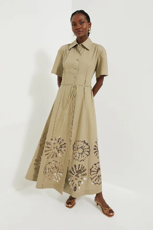Mega Sale Pale Olive Green Annalise Shirt Dress