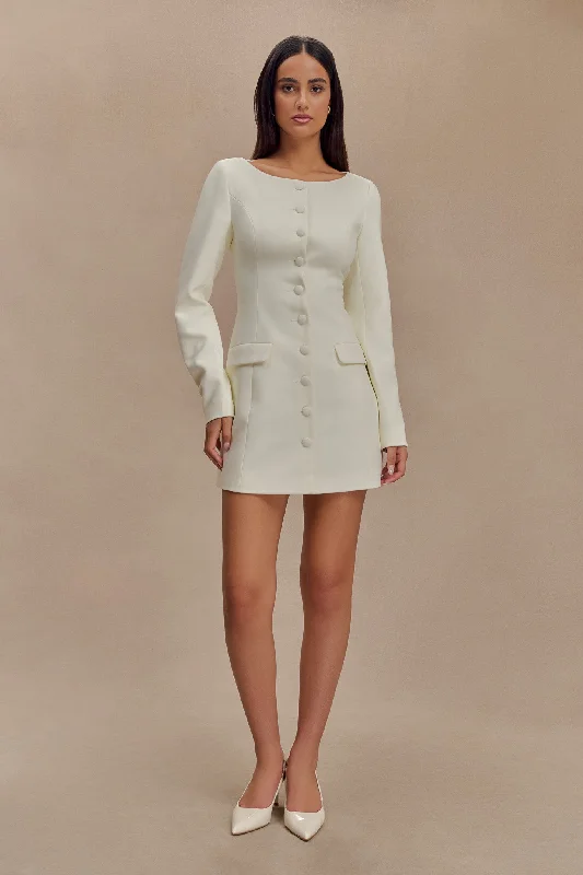 Weekend Bargain Bonanza Jolie Boat Neck Suiting Mini Dress - Ivory