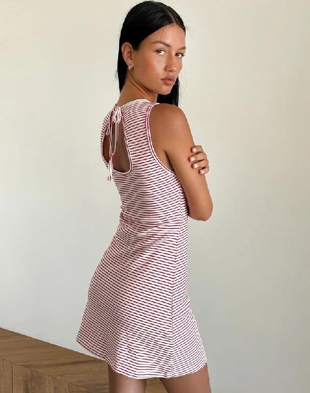 Exclusive Flash Sale Muzuki Jersey Mini Dress in Red and White Stripe