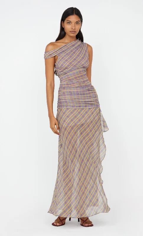 Special Offers AURELIA ASYM DRESS - VIOLET CHECK