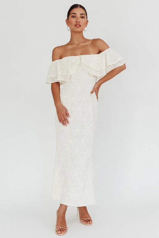 Limited Time Only Beauty Within On-Off-Shoulder Maxi Dress Cream