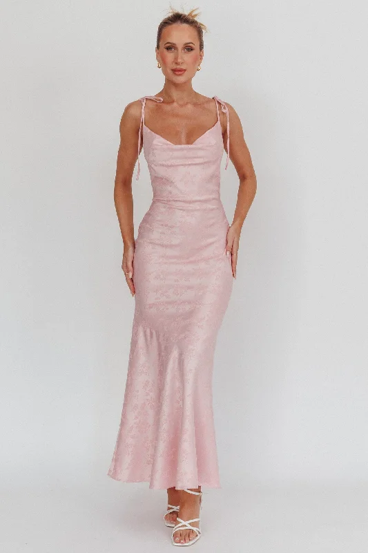 Weekend Only Savings Belonging Cowl Neck Tied Shoulders Maxi Dress Blush