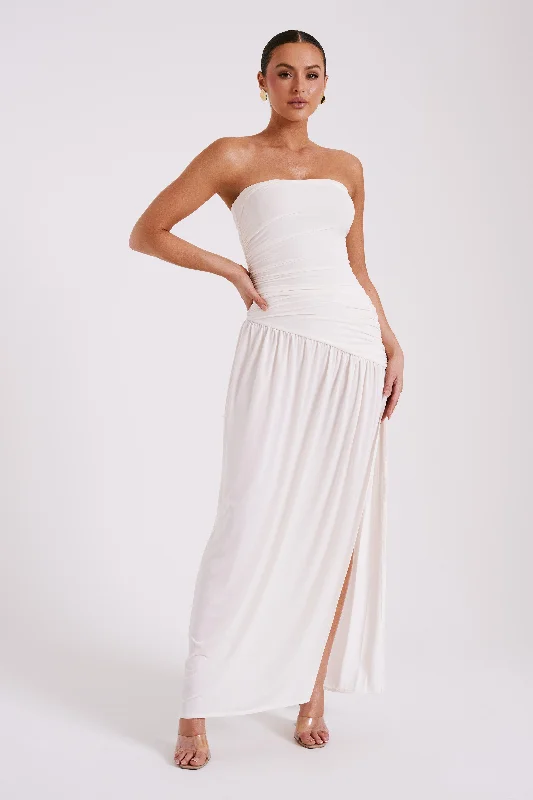Weekend Sale Marathon Bex Strapless Slinky Maxi Dress With Split - Ivory