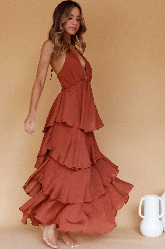 One-Day Sale Catalina Tiered Ruffle Maxi Dress Cocoa