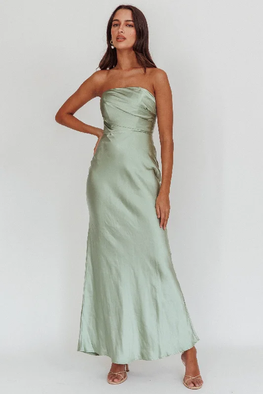 Weekend Closeout Deals City Of Stars Strapless Maxi Dress Pistachio