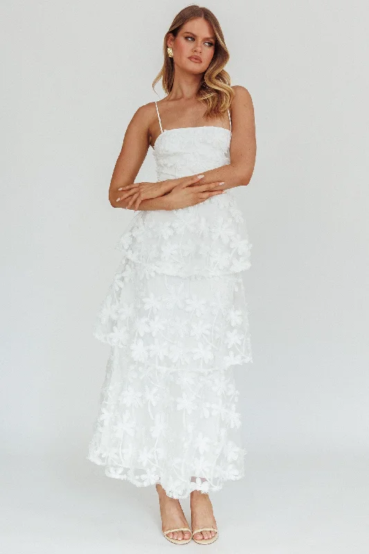 Weekend Shopping Deals Galore Dori Floral Embellished Maxi Dress White