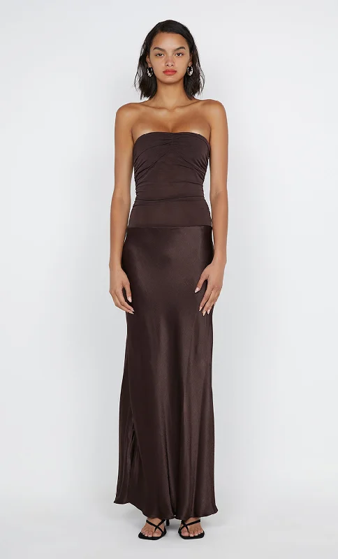 Weekend Exclusive Discounts DUA STRAPLESS DRESS - DARK CHOCOLATE