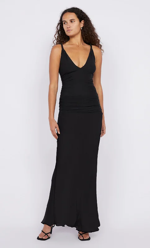Weekend Shopping Rush ESTELLA V NECK DRESS - BLACK