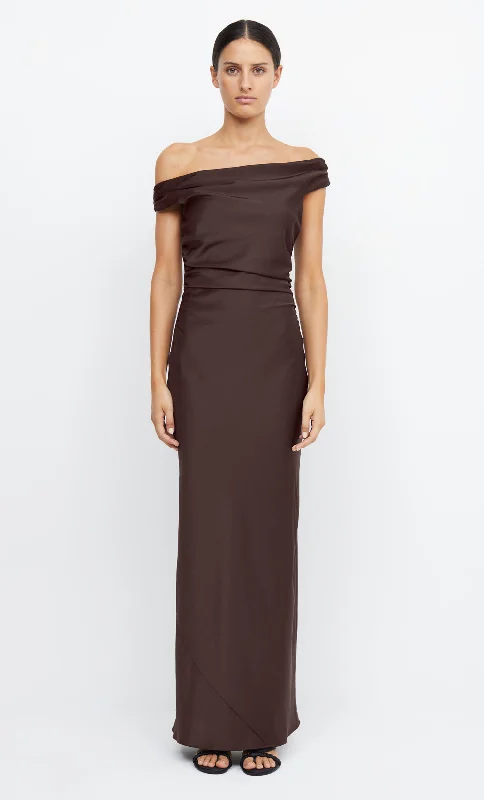 The Big Clearance ETERNITY OFF SHOULDER MAXI - DARK CHOCOLATE
