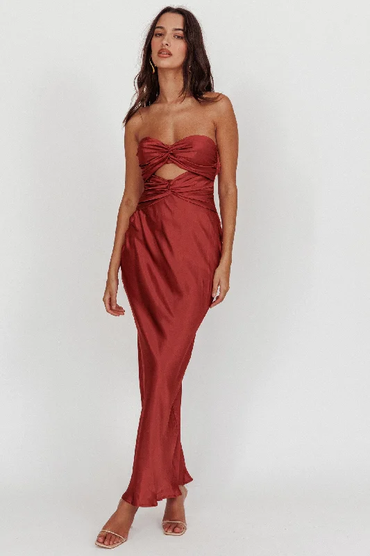 Weekend Sale Extravaganza Good Impression Double Twist Maxi Dress Terracotta
