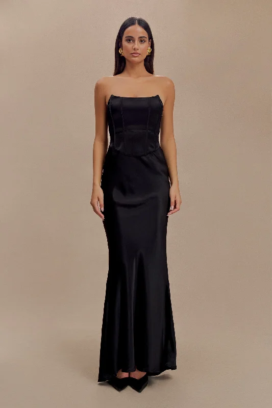 Weekend Savings Bonanza Harlow Satin Strapless Maxi Dress - Black