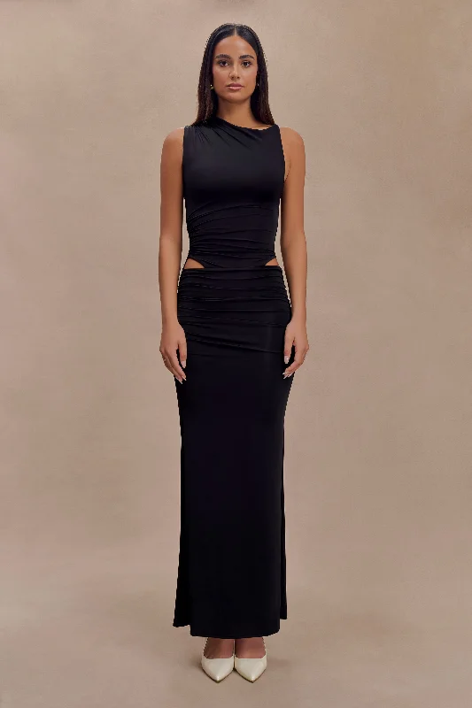 Limited Quantity Kaia Slinky Cut Out Maxi Dress - Black