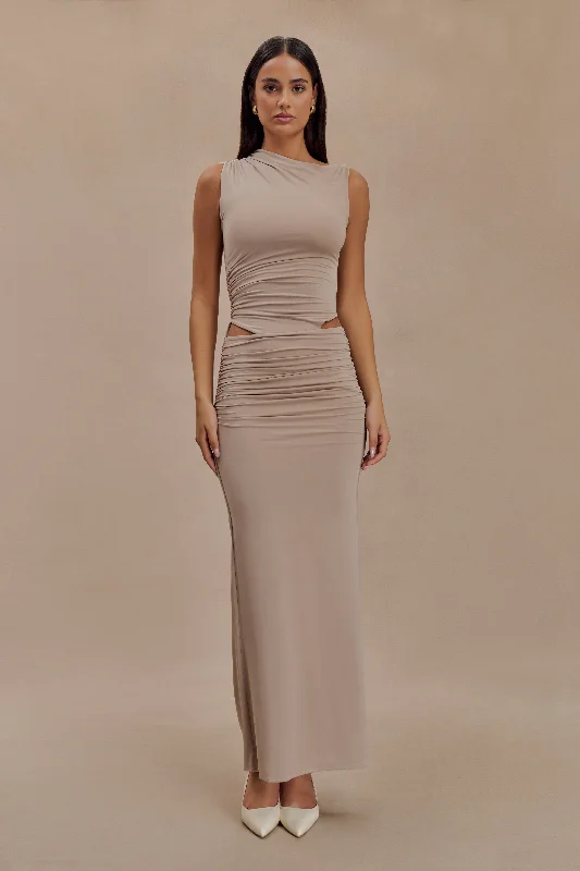 Weekend Deals Kaia Slinky Cut Out Maxi Dress - Taupe