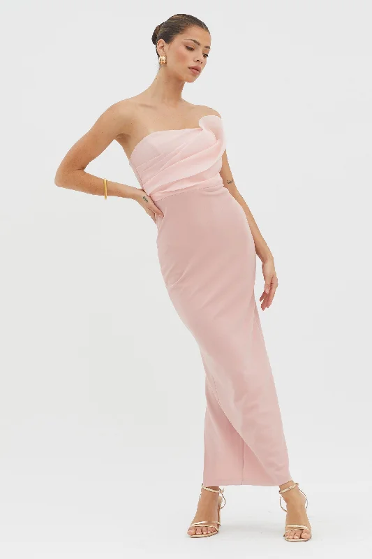 Weekend Offers and Savings Karaline Strapless Bust Accent Maxi Dress Blush