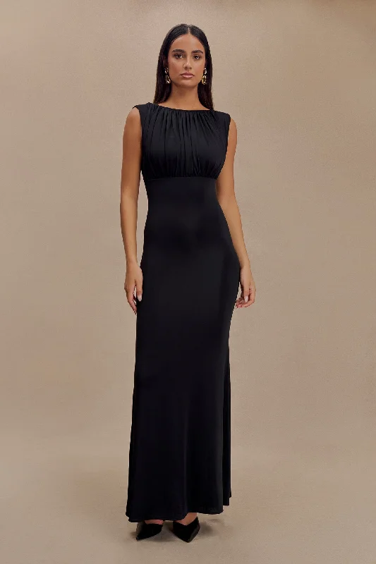 Weekend Exclusive Discounts Malia Slinky Ruched Maxi Dress - Black