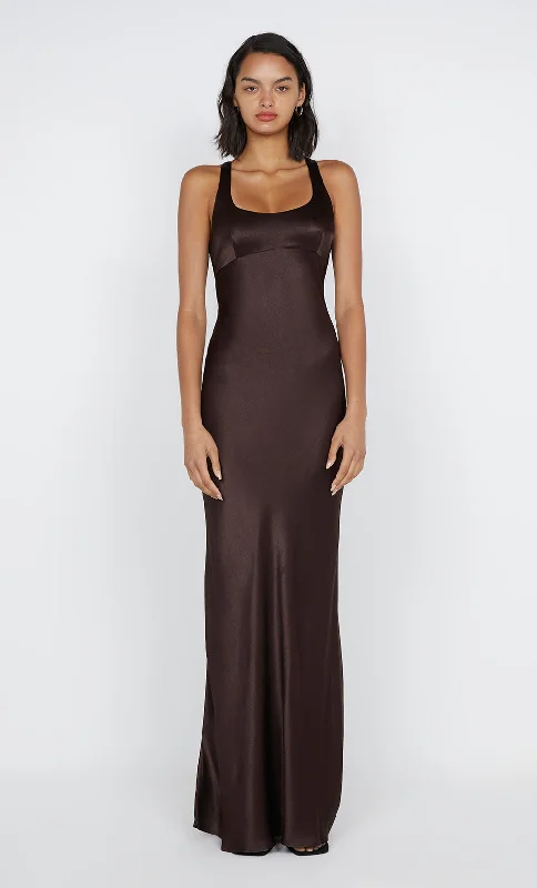 Seasonal Sale MAXINA CROSSOVER DRESS - DARK CHOCOLATE