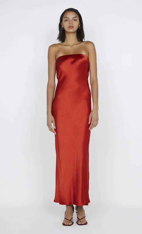 Weekend Shopping Spree MOON DANCE STRAPLESS DRESS - CRIMSON