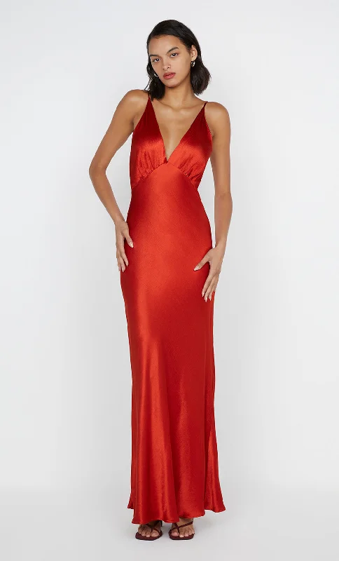 Weekend Flash Discount MOON DANCE V MAXI DRESS - CRIMSON