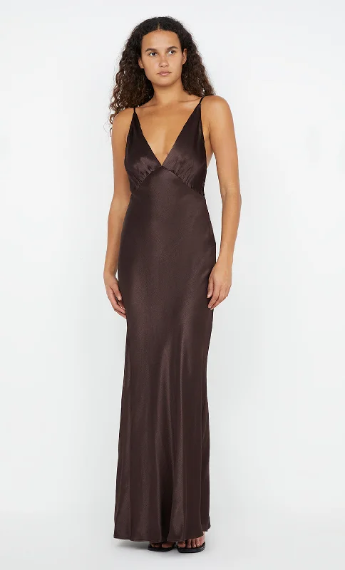 Instant Savings MOON DANCE V MAXI DRESS - DARK CHOCOLATE