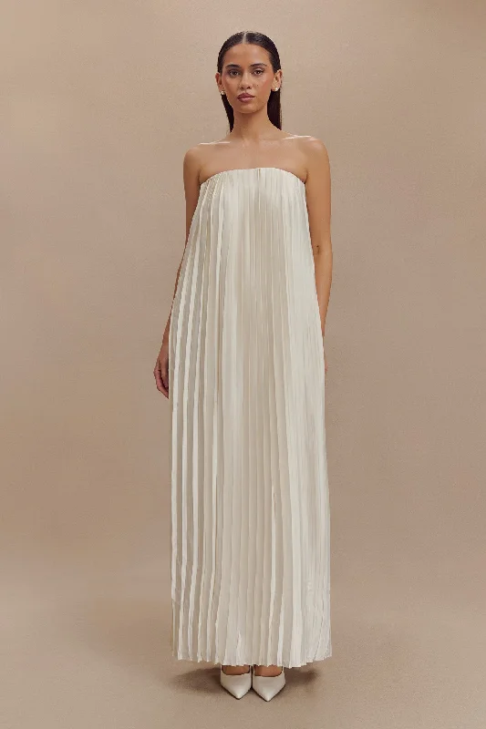 Weekend Only Sale Myrah Plisse Strapless Maxi Dress - Ivory
