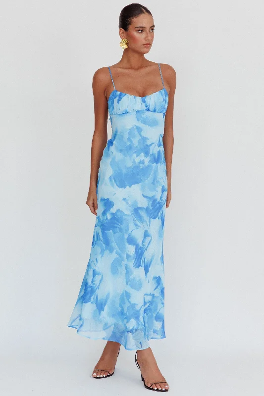 Weekend Markdowns Nerida Low Back Twist Maxi Dress Blue