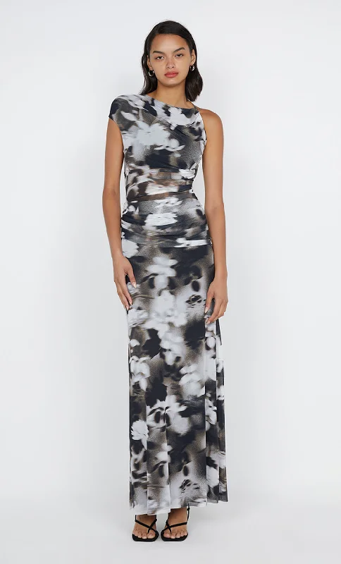 Exclusive Pricing SOLENE ASYM DRESS - DARK BLURRED FLORAL