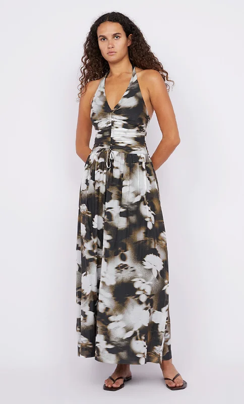 Flash Price Drops SOLENE HALTER DRESS - DARK BLURRED FLORAL