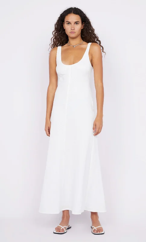 Best Offers STEFFI SCOOP NECK DRESS - WHITE
