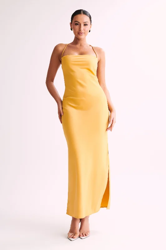 Limited-Time Discount Sydney Straight Neck Slip Maxi Dress - Yellow