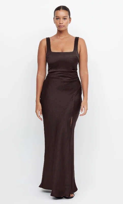 Weekend Markdowns Galore THE DREAMER SQUARE NECK DRESS - DARK CHOCOLATE