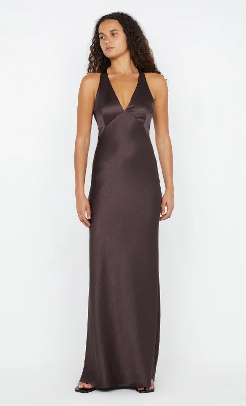 Hot Sale Items THE DREAMER V NECK DRESS - DARK CHOCOLATE