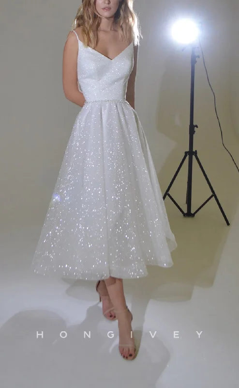 Buy More, Save More H1118 - Sexy Glitter Tulle A-Line V-Neck Spaghetti Straps Empire Wedding Dress Buy More, Save More H1118 - Sexy Glitter Tulle A-Line V-Neck Spaghetti Straps Empire Wedding Dress